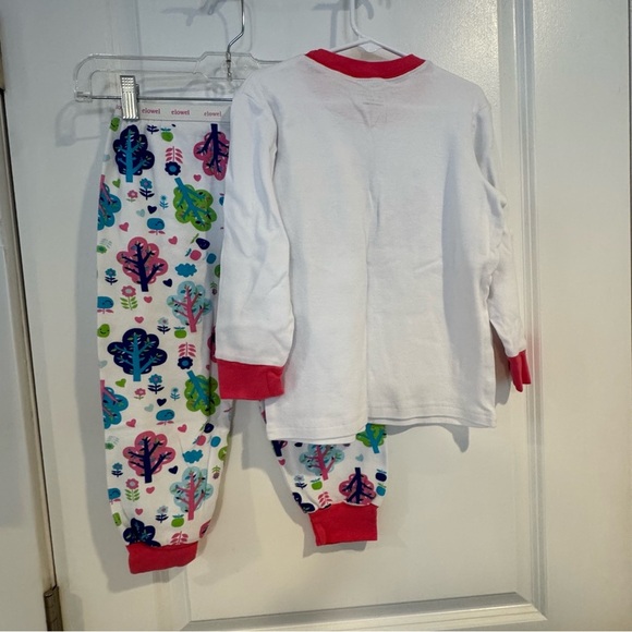 elowel size 12 kids girls long sleeve pajamas pajama set Pink White multi Tree - Picture 5 of 7